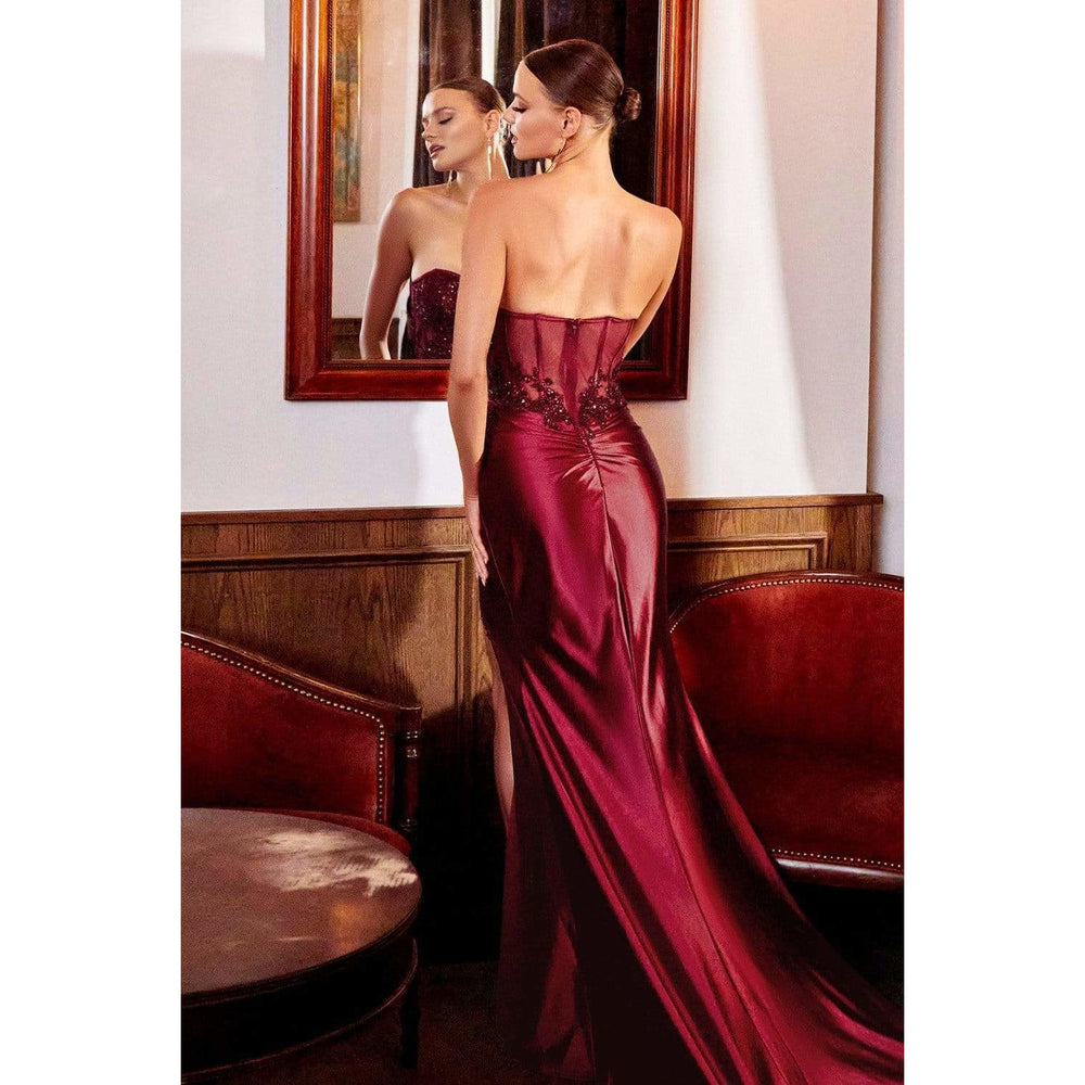 Beckie - sexy evening dress in matte satin fabrics with corset style t