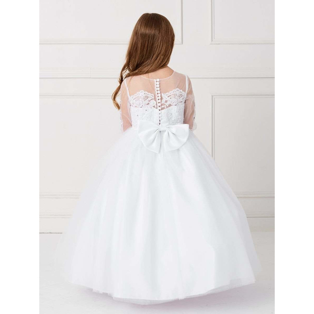 NorasBridalBoutiqueNY Flower Girl Dress Stunning Glower Girl Dress with Lace Applique