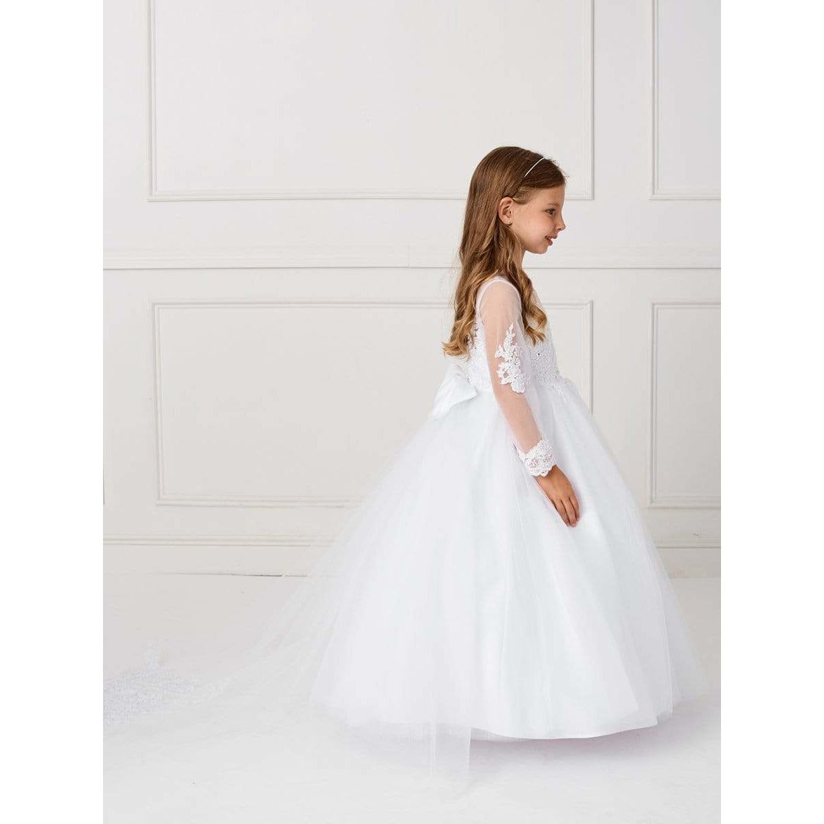 NorasBridalBoutiqueNY Flower Girl Dress Stunning Glower Girl Dress with Lace Applique