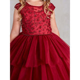 NorasBridalBoutiqueNY Girls Illusion Neckline Lace Bodice with a Layered Tulle Skirt