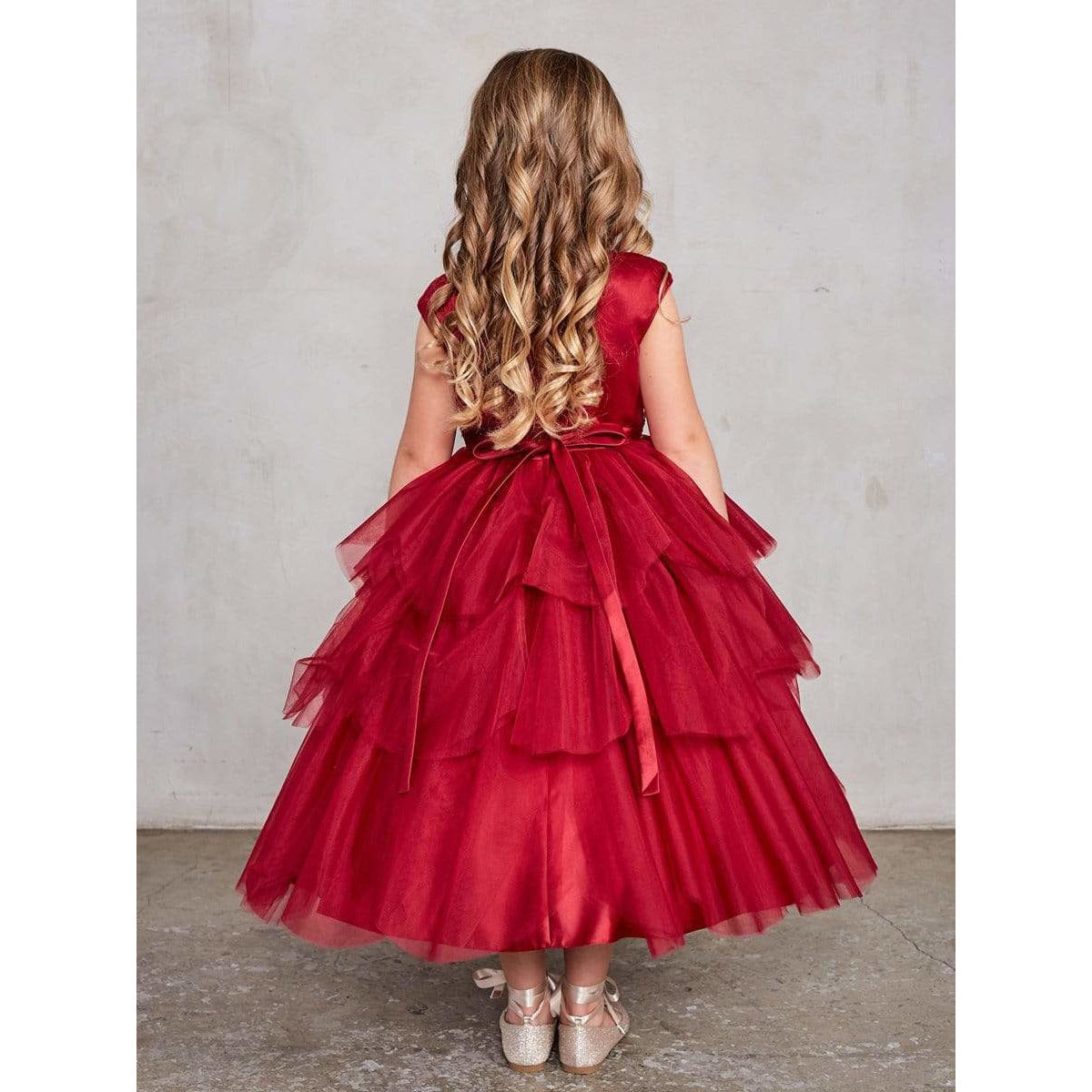 NorasBridalBoutiqueNY Girls Illusion Neckline Lace Bodice with a Layered Tulle Skirt