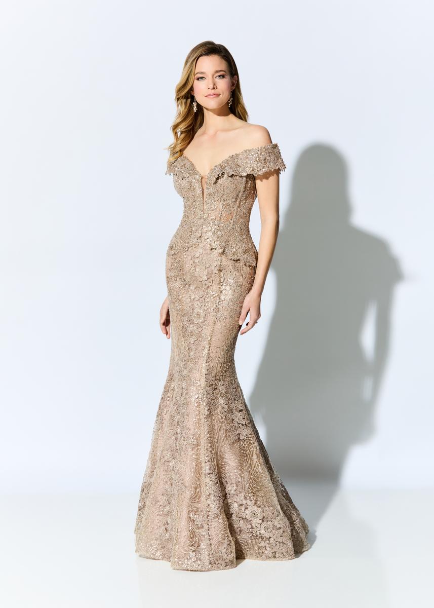 NorasBridalBoutiqueNY Ivonne D for Mon Cheri ID900 OFF-SHOULDER PEPLUM FORMAL GOWN