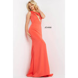 NorasBridalBoutiqueNY Jovani Coral Front Cut Out One Shoulder Prom Dress 06702