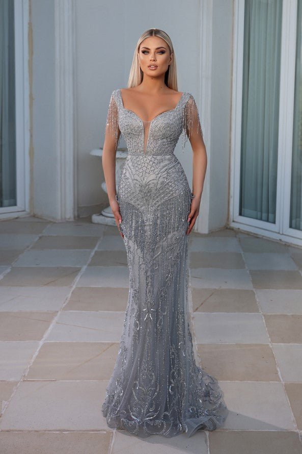 Portia and Scarlet Evening Dress Portia and Scarlett PS23985 SILVER Couture Gown