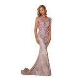 Portia and Scarlett PS6087 Blush Floral Long Evening Gown SALE - NorasBridalBoutiqueNY