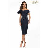 Terani Couture 2011C2009 Dress Waist Beaded Off Shoulder Mikado Cocktail Dress  2011C2009 - NorasBridalBoutiqueNY