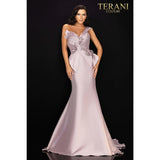 Terani Couture 2011M2160 One Shoulder Mikado Mother Of Bride Gown With Unique Structure And Beading 2011M2160 - NorasBridalBoutiqueNY