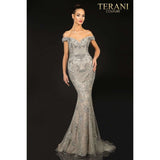 Terani Couture Evening Dress Terani Couture 1913GL9586 Embellished Off Shoulder Trumpet Dress