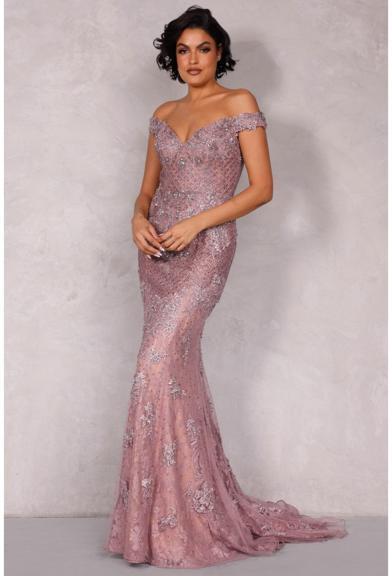 Terani Couture Evening Dress Terani Couture 1913GL9586 Embellished Off Shoulder Trumpet Dress