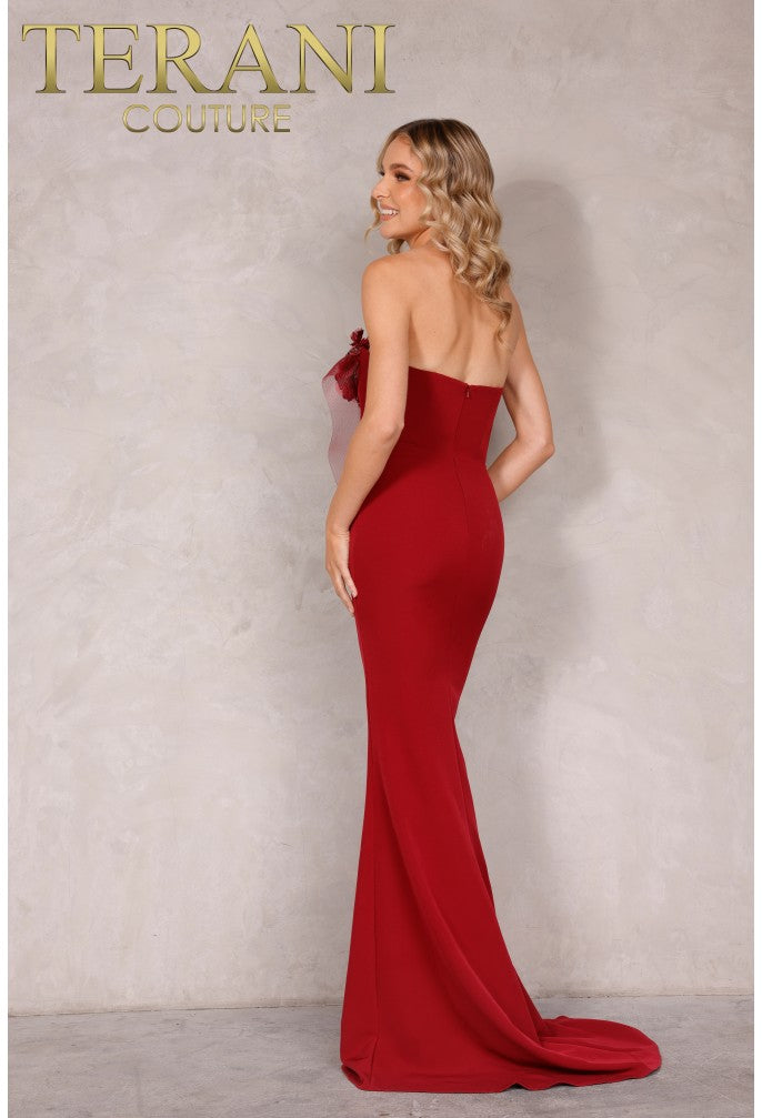 Terani Couture Evening Dress Terani Couture 2021E2818 Evening Stretch Strapless Horsehair Trim