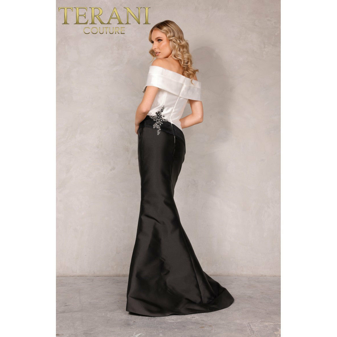 Terani Couture Evening Gowns Terani Couture 2011M2159 Two tone off shoulder evening gown