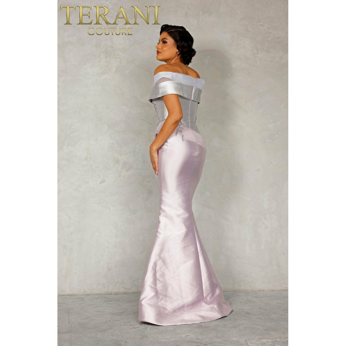 Terani Couture Evening Gowns Terani Couture 2011M2159 Two tone off shoulder evening gown