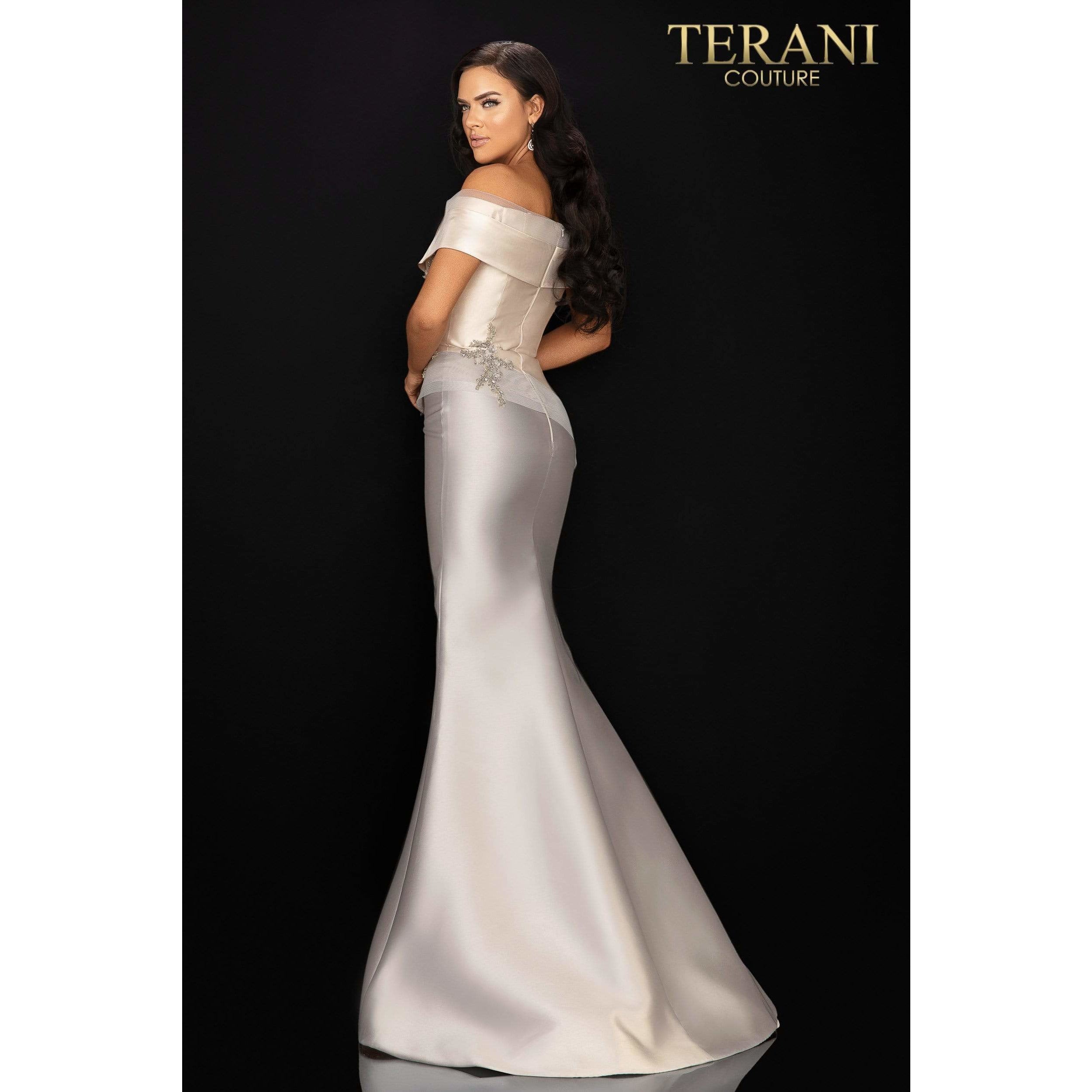 Terani Couture 2011M2159 Two tone off shoulder evening gown - NorasBridalBoutiqueNY