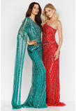 Terani Couture pageant gown Terani Couture 2012GL2390 Asymmetrical beaded one shouldered cape pageant gown 2012GL2390